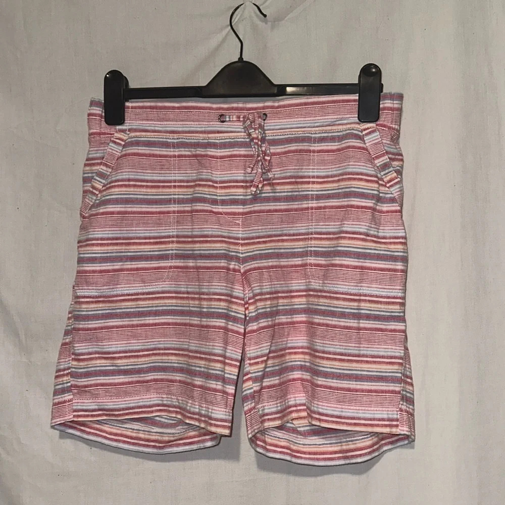 Striped Talbots Linen Blend Drawstring Shorts Siz… - image 1